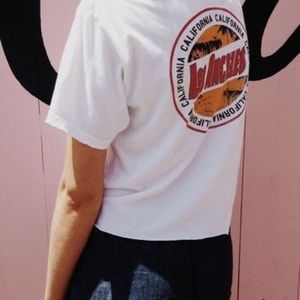 Brandy Melville Red Trim Collar LA Graphic Tee